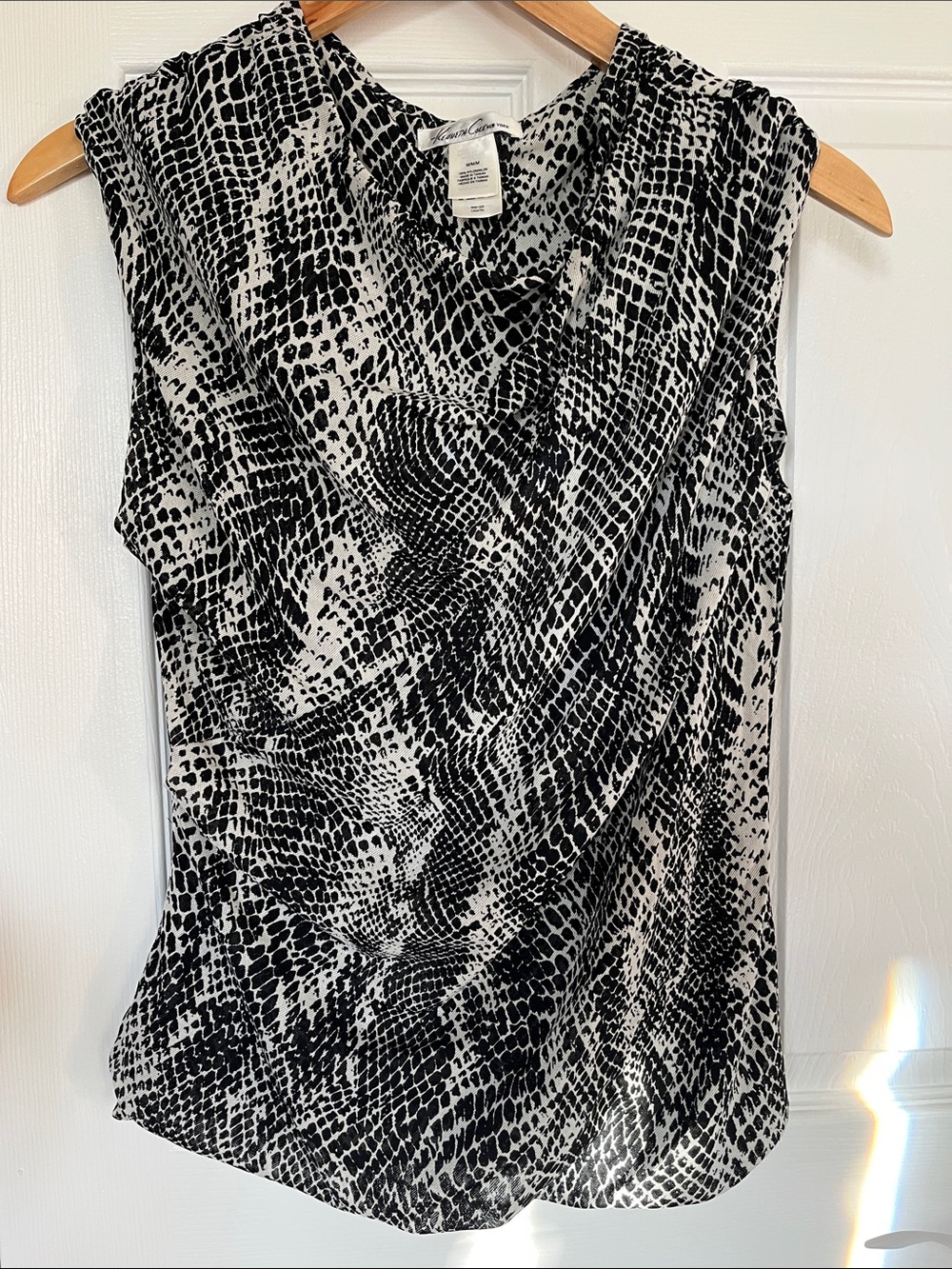 Black & White Draped Cowl Neck Camisole